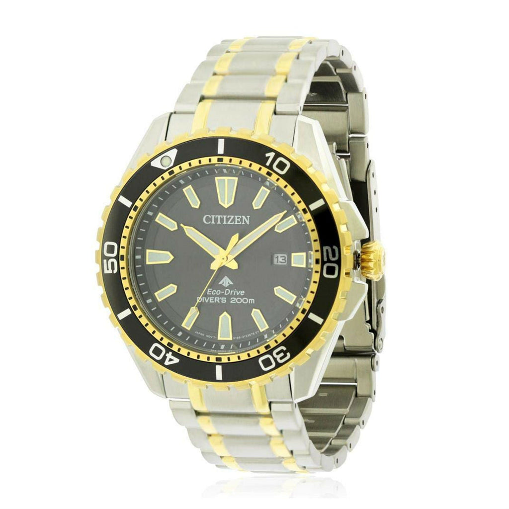 Citizen Eco Drive Promaster Diver Black Dial Two Tone Steel Strap Watch For Men - BN0194-57E Buy Now By Citizen