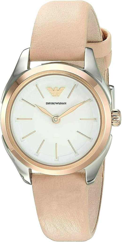Emporio Armani Valeria Quartz White Dial Beige Leather Strap Watch For Women - AR11031 Buy Now By Emporio Armani