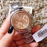 Michael Kors Everest Chronograph Gold Dial Silver Steel Strap Watch For Women - MK5870 Buy Now By Michael Kors