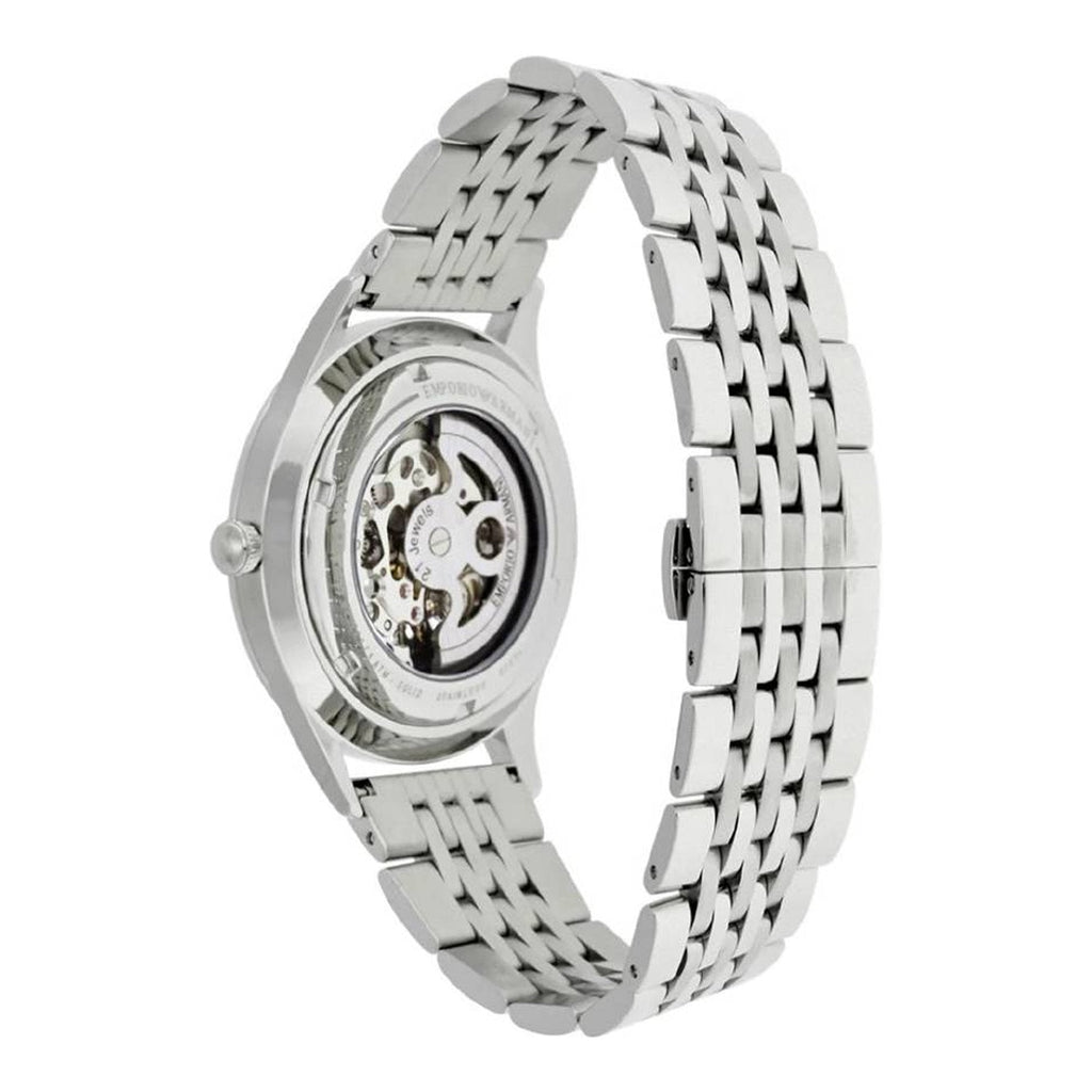 Emporio Armani Meccanico Skeleton Silver Dial Silver Steel Strap Watch For Men - AR1945 Buy Now By Emporio Armani