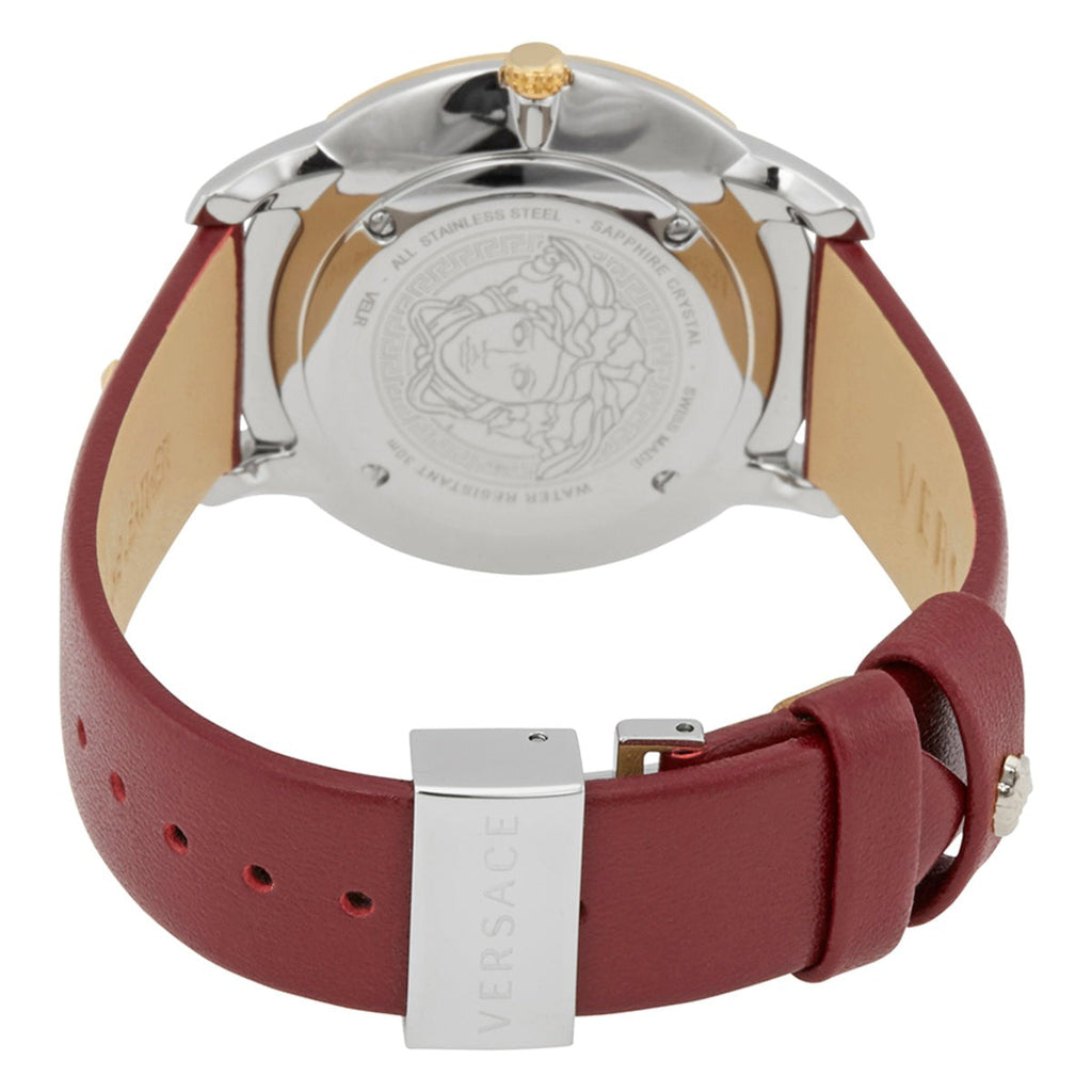 Versace Audrey Quartz Silver Dial Red Leather Strap Watch for Women - VELR00219 Buy Now By Versace
