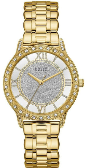 Guess Analog Diamonds Silver Dial Gold Steel Strap Watch For Women - W1013l2 Buy Now By Guess
