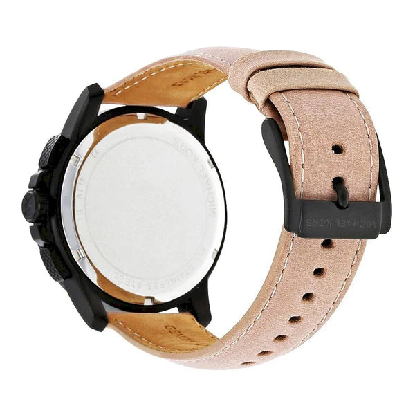 Michael Kors Ryker Chronograph Black Dial Beige Leather Strap Watch For Men - MK8520 Buy Now By Michael Kors