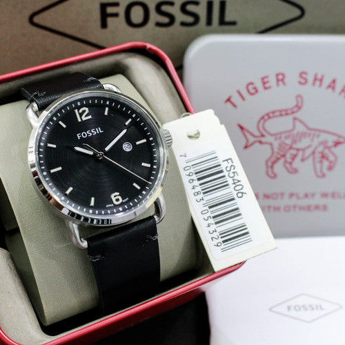 Fossil The Commuter Black Dial Black Leather Strap Watch for Men - FS5406 Buy Now By Fossil