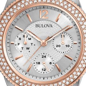 Bulova Crystal Collection Silver Dial Two Tone Steel Strap Watch for Women - 98N100 Buy Now By Bulova