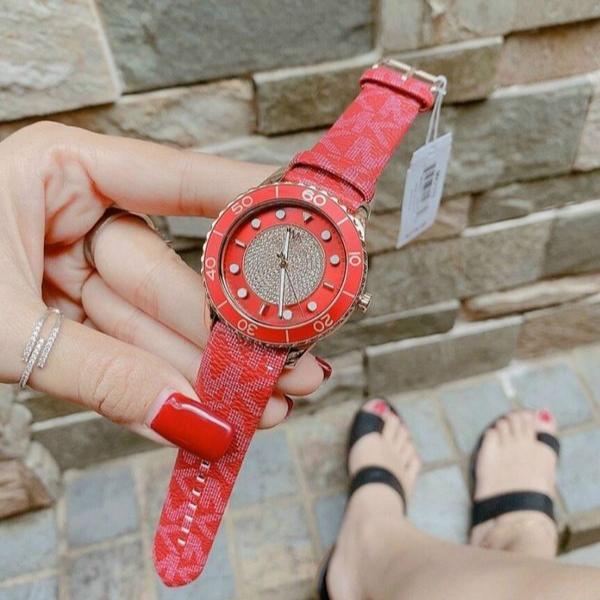 Michael Kors Runway Three-Hand Quartz Red Dial Red Leather Strap Watch For Women - MK7179 Buy Now By Michael Kors