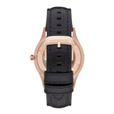 Emporio Armani Meccanico White Skeleton Dial Black Leather Strap Watch For Men - AR1924 Buy Now By Emporio Armani