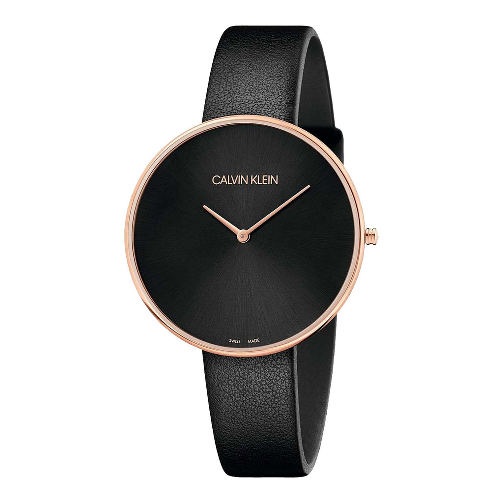 Calvin Klein Full Moon Black Dial Black Leather Strap Watch for Women - K8Y236C1 Buy Now By Calvin Klein