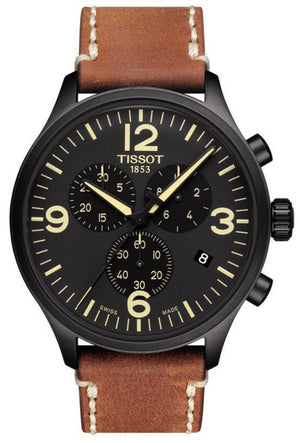 Tissot T Sport Chrono XL Black Dial Brown Leather Strap Watch For Men - T116.617.36.057.00 Buy Now By Tissot