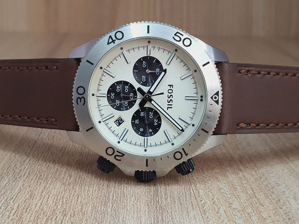 Fossil Retro Traveler Chronograph White Dial Brown Leather Strap Watch for Men - CH2886 Buy Now By Fossil