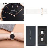 Daniel Wellington Classic Dover Black Dial White Nylon Strap Watch For Women - DW00100310 Buy Now By Daniel Wellington