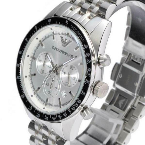 Emporio Armani Sportivo Chronograph Silver Dial Silver Steel Strap Watch For Men - AR6073 Buy Now By Emporio Armani