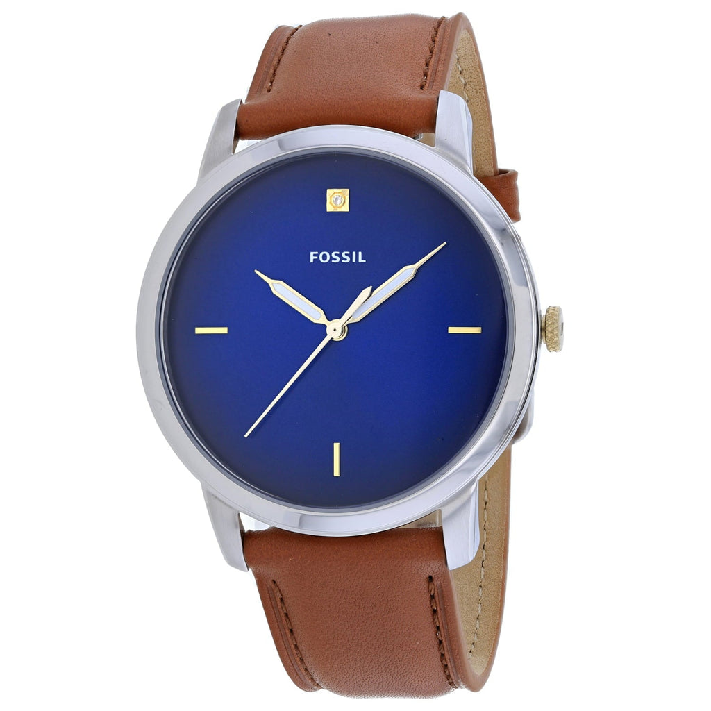 Fossil The Minimalist 3H Blue Dial Brown Leather Strap Watch for Men - FS5499 Buy Now By Fossil