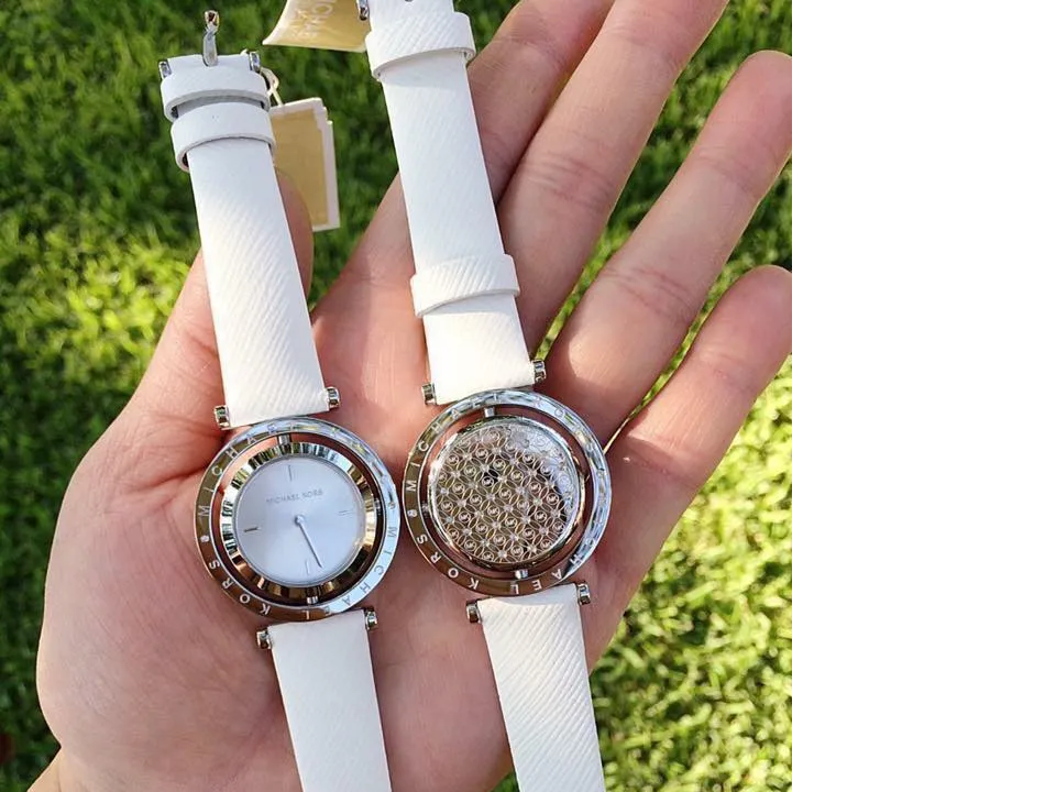 Michael Kors Averi Silver Dial White Leather Strap Watch for Women - MK2524 Buy Now By Michael Kors