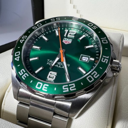 Tag Heuer Formula 1 Quartz Green Dial Silver Steel Strap Watch for Men - WAZ1017.BA0842 Buy Now By Tag Heuer