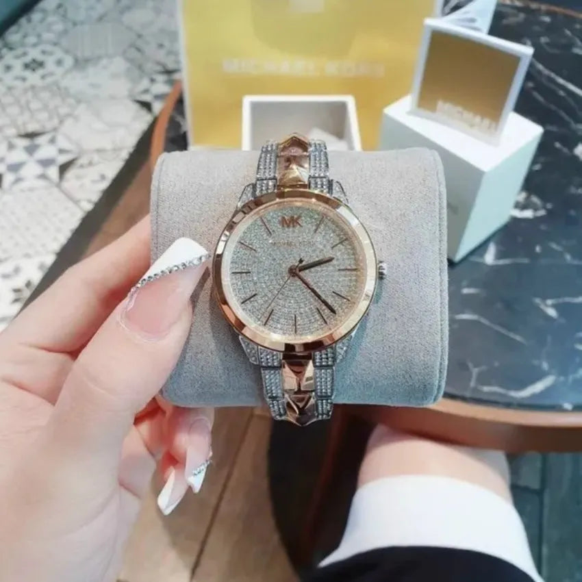 Michael Kors Runway Mercer Crystals Silver Dial Gold Steel Strap Watch For Women - MK6715 Buy Now By Michael Kors