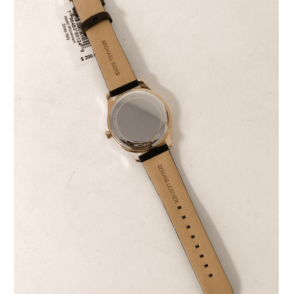 Michael Kors Layton Three Hand Mother of Pearl Black Dial Black Leather Strap Watch For Women - MK2911 Buy Now By Michael Kors