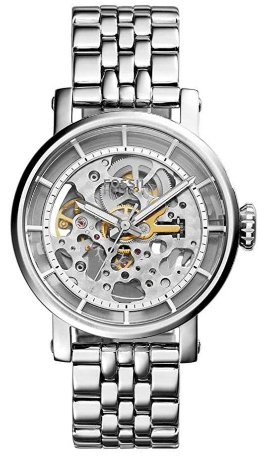Fossil Boyfriend Automatic Skeleton Silver Dial Silver Steel Strap Watch for Women - ME3067 Buy Now By Fossil