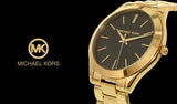 Michael Kors Runway Black Dial Gold Steel Strap Watch for Women - MK3478 Buy Now By Michael Kors