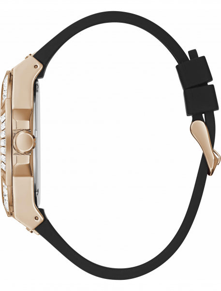 Guess Zeus Multifunction Crystals Black Dial Black Silicone Strap Watch For Men - GW0208G4 Buy Now By Guess
