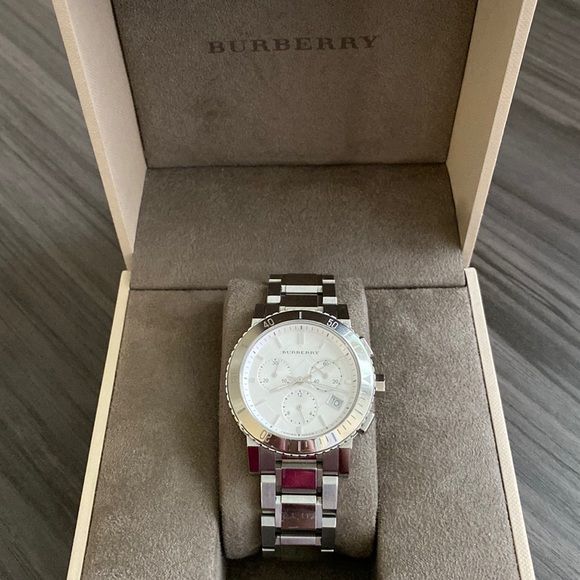 Burberry City Chronograph White Dial Silver Steel Strap Watch For Women - BU9700 Buy Now By Burberry