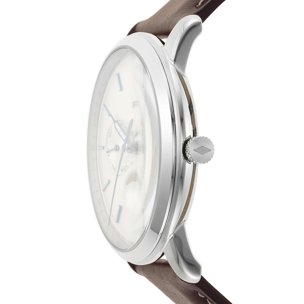 Fossil Neutra Minimalist Moonphase Silver Dial Brown Leather Strap Watch for Men - FS5905 Buy Now By Fossil