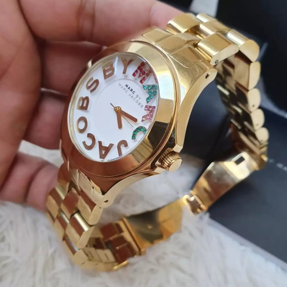 Marc Jacobs Rivera White Dial Gold Steel Strap Watch for Women - MBM3137 Buy Now By Marc Jacobs