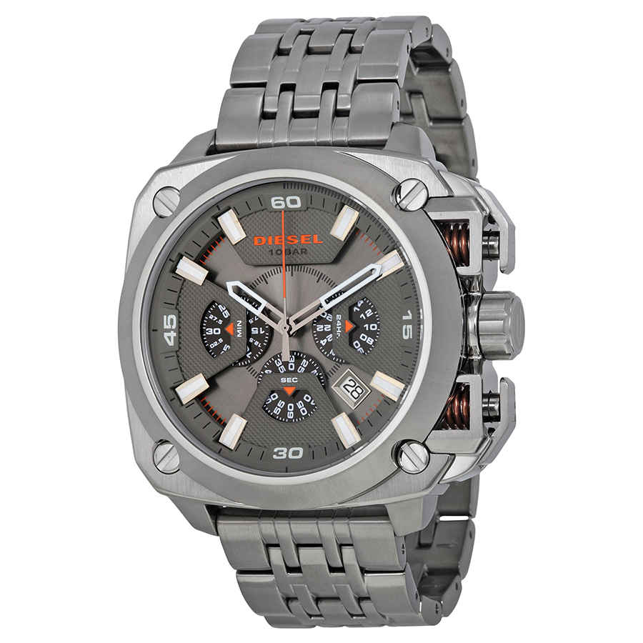 Diesel BAMF Chronograph Gray Dial Gray Steel Strap Watch For Men - DZ7344 Buy Now By Diesel