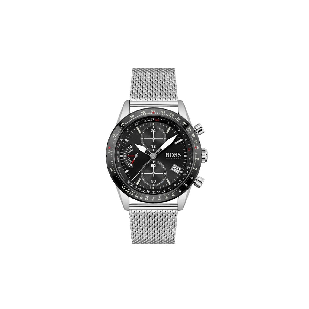 Hugo Boss Pilot Edition Black Dial Silver Mesh Bracelet Watch for Men - 1513886 Buy Now By Hugo Boss