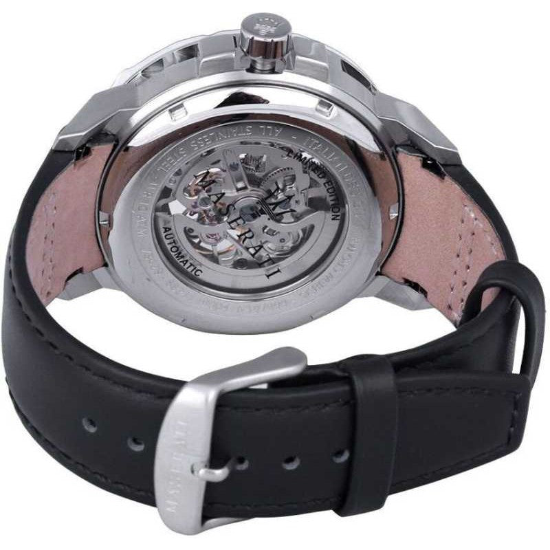 Maserati Ingegno Automatic Blue Skeleton Dial Black Leather Strap Watch For Men - R8821119004 Buy Now By Maserati