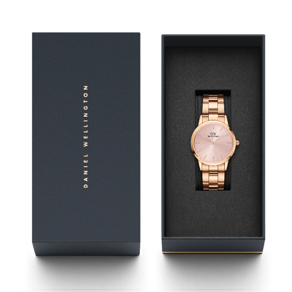 Daniel Wellington Iconic Link Pink Dial Rose Gold Steel Strap Watch For Women - DW00100335 Buy Now By Daniel Wellington