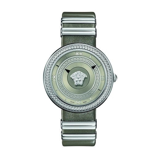 Versace V Metal Icon Silver Dial Silver & Grey Strap Watch for Women - VLC120016 Buy Now By Versace