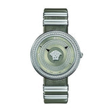 Versace V Metal Icon Silver Dial Silver & Grey Strap Watch for Women - VLC120016 Buy Now By Versace