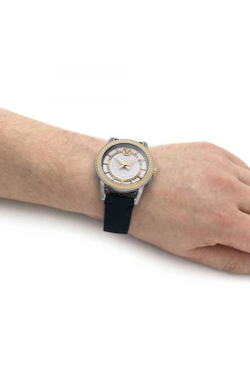 Versace Viamond Quartz White Dial Blue Leather Strap Watch For Men - VEPO00120 Buy Now By Versace