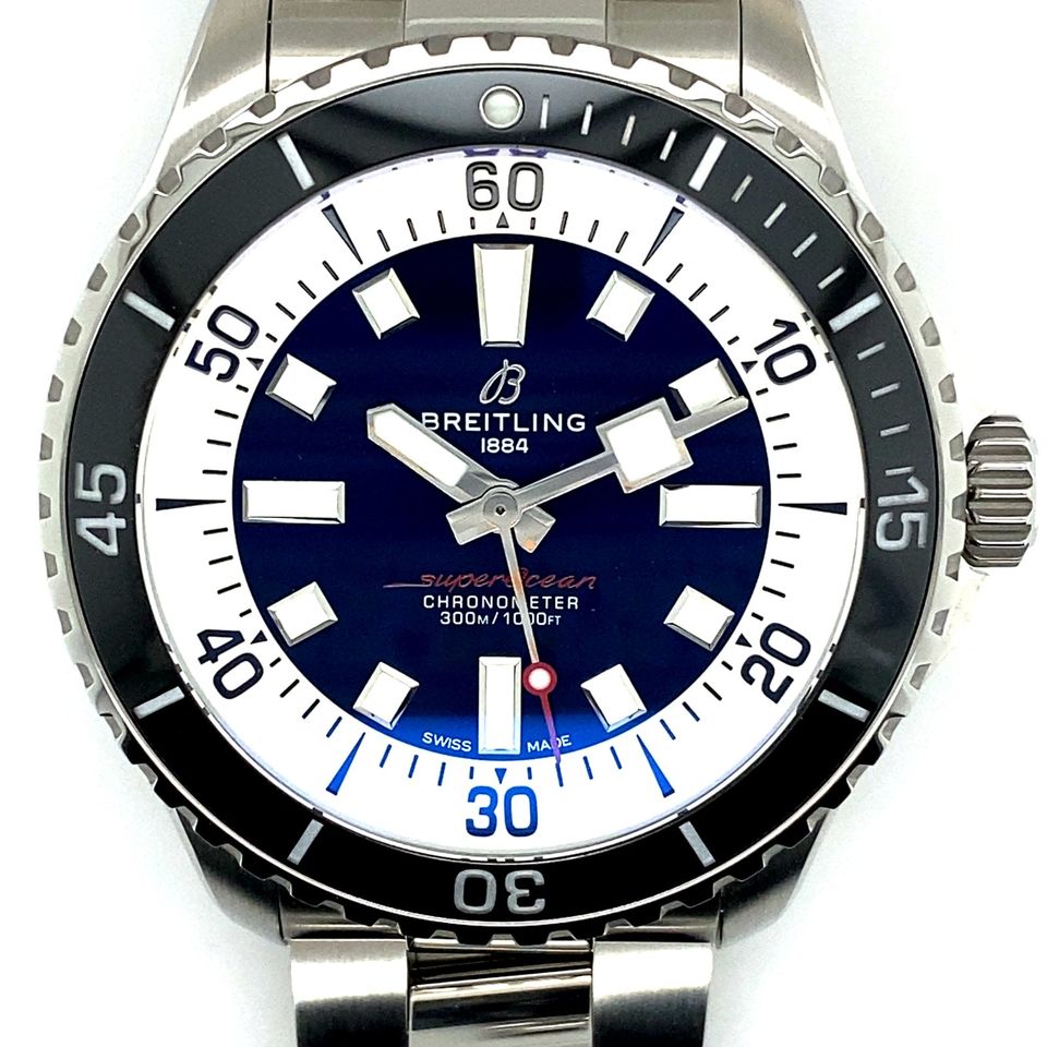 Breitling Superocean Automatic 44mm Blue Dial Silver Steel Strap Watch for Men - A17376211C1A1 Buy Now By Breitling