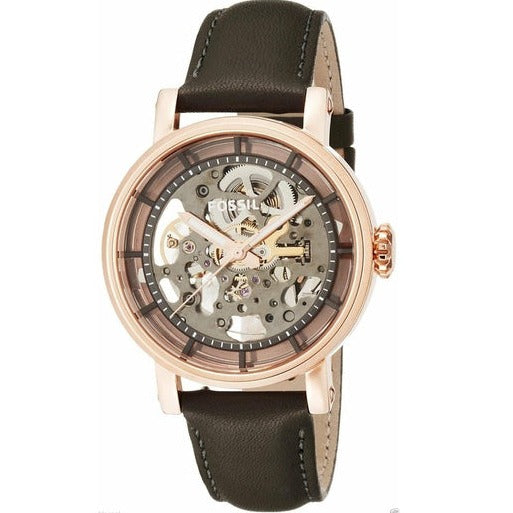 Fossil Boyfriend Automatic Skeleton Grey Dial Grey Leather Strap Watch for Women - ME3089 Buy Now By Fossil