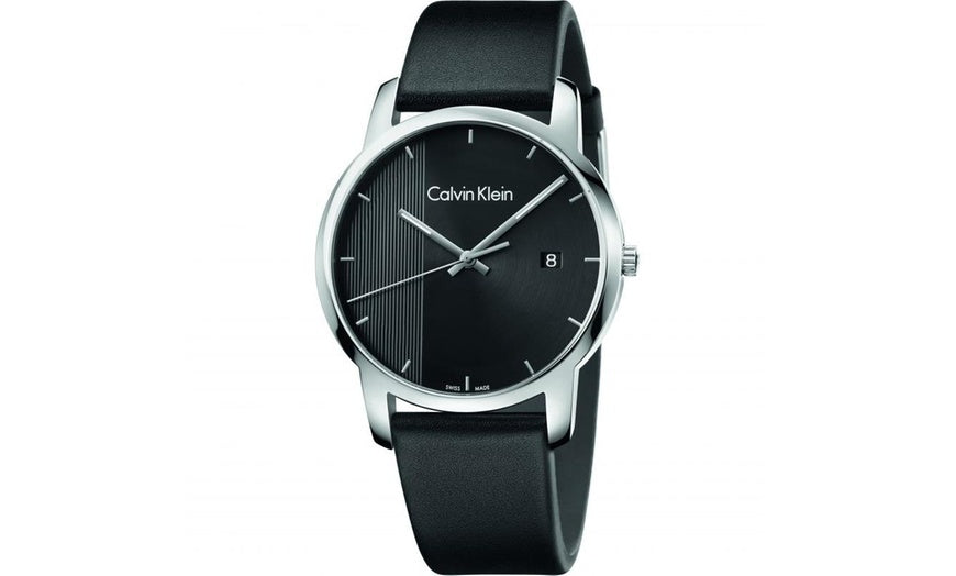 Calvin Klein City Quartz Black Dial Black Leather Strap Watch for Men - K2G2G1C1 Buy Now By Calvin Klein