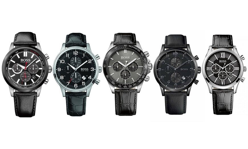 Hugo Boss Ikon Grey Dial Black Leather Strap Watch for Men - 1513177 Buy Now By Hugo Boss