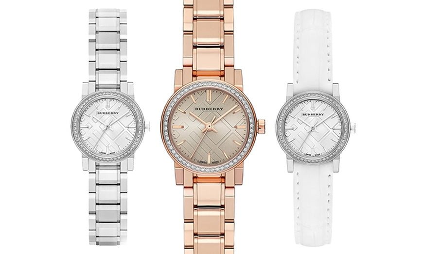 Burberry The City White Diamonds Dial White Leather Strap Watch for Women - BU9221 Buy Now By Burberry