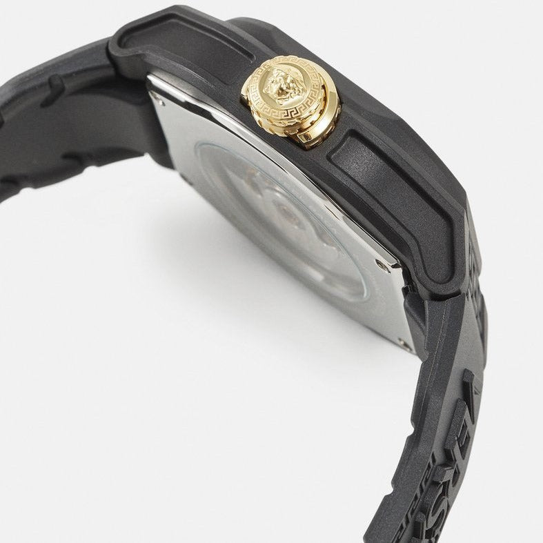 Versace Chain Reaction Quartz Black Dial Black Steel Strap Watch for Men - VEDY00719 Buy Now By Versace