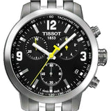 Tissot PRC 200 Chronograph Black Dial Silver Steel Strap Watch For Men - T114.417.11.057.00 Buy Now By Tissot