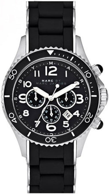 Marc Jacobs Rock Chronograph Black Dial Black Silicone Strap Watch for Women - MBM2551 Buy Now By Marc Jacobs