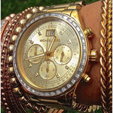 Michael Kors Brinkley Diamonds Gold Dial Gold Steel Strap Watch for Women - MK6187