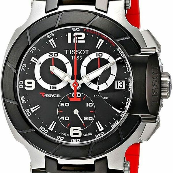 Tissot T Race Chronograph Black Dial Red Silicone Strap Watch For Men - T115.417.27.051.00 Buy Now By Tissot