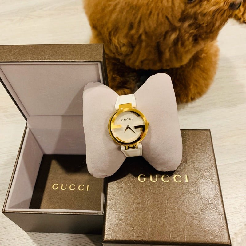 Gucci G Interlocking White Dial White Leather Strap Watch For Women - YA133327 Buy Now By Gucci