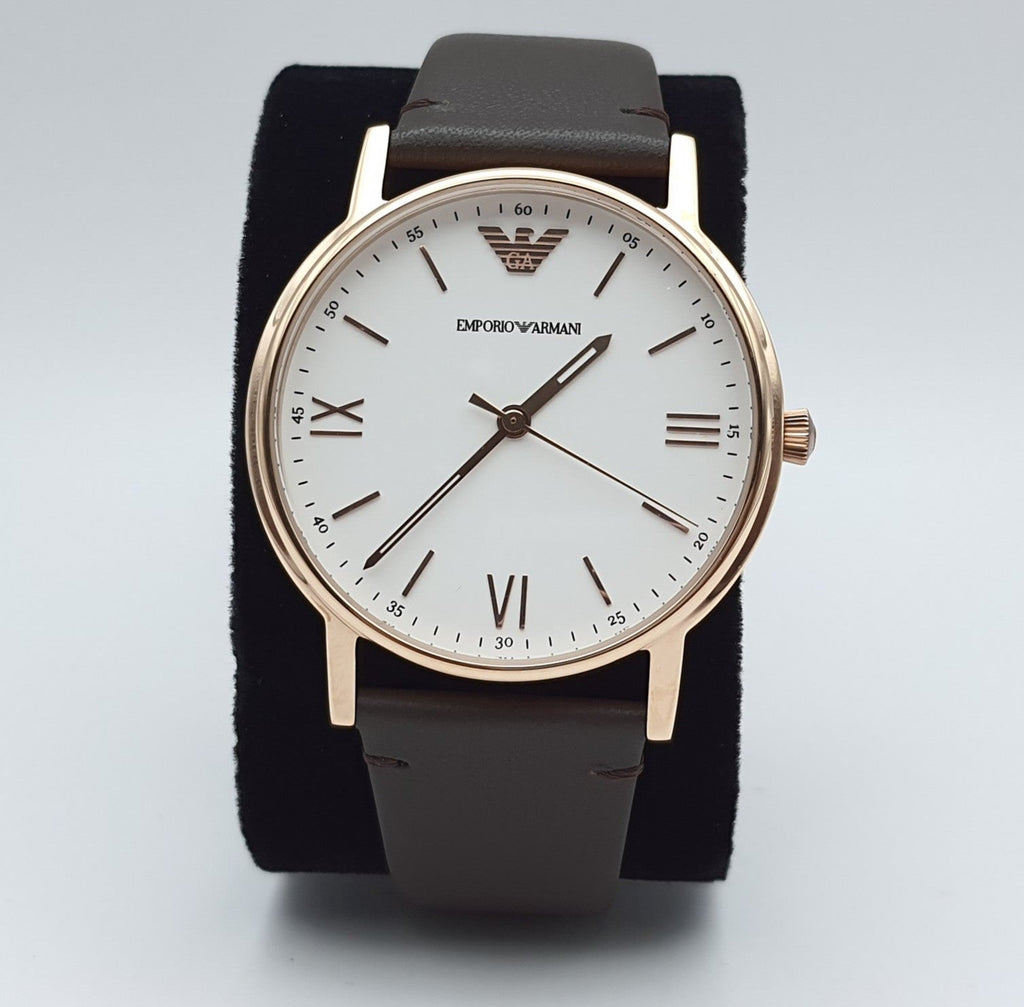 Emporio Armani Dress Quartz White Dial Brown Leather Strap Watch For Men - AR11011 Buy Now By Emporio Armani