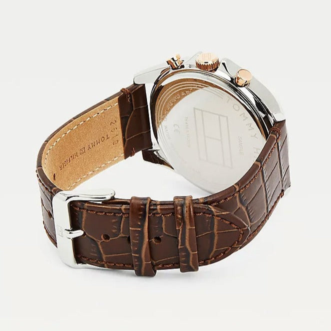 Tommy Hilfiger Baker Chronograph White Dial Brown Leather Strap Watch For Men - 1710450 Buy Now By Tommy Hilfiger