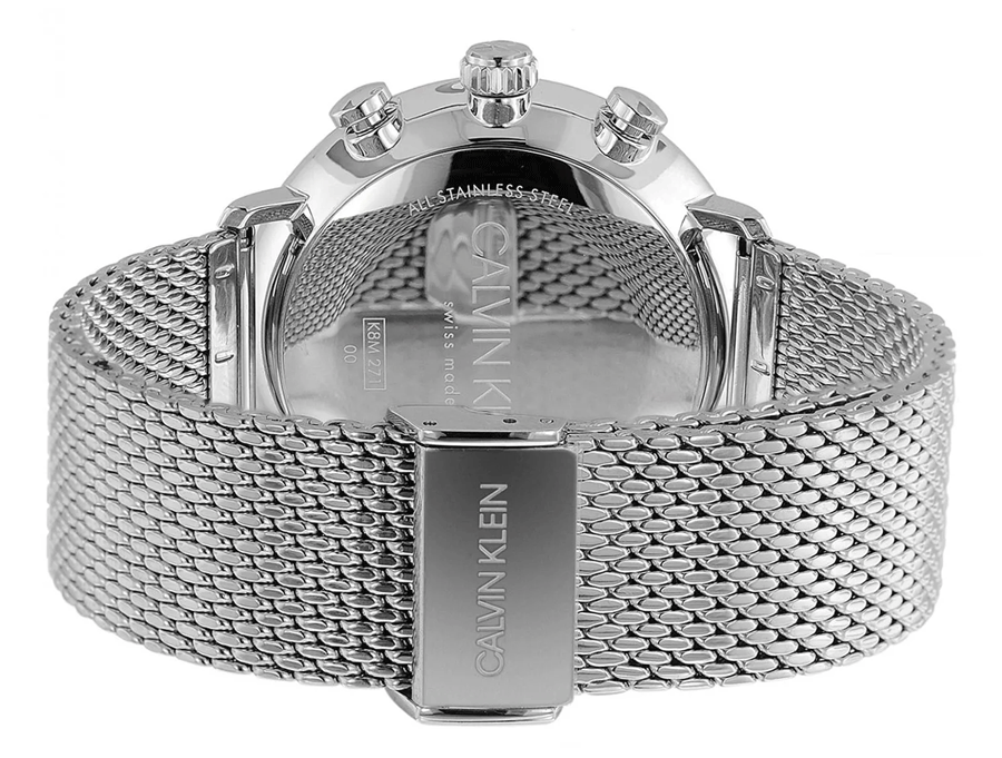 Calvin Klein High Noon Chronograph Black Dial Silver Mesh Bracelet Watch for Men - K8M27121 Buy Now By Calvin Klein