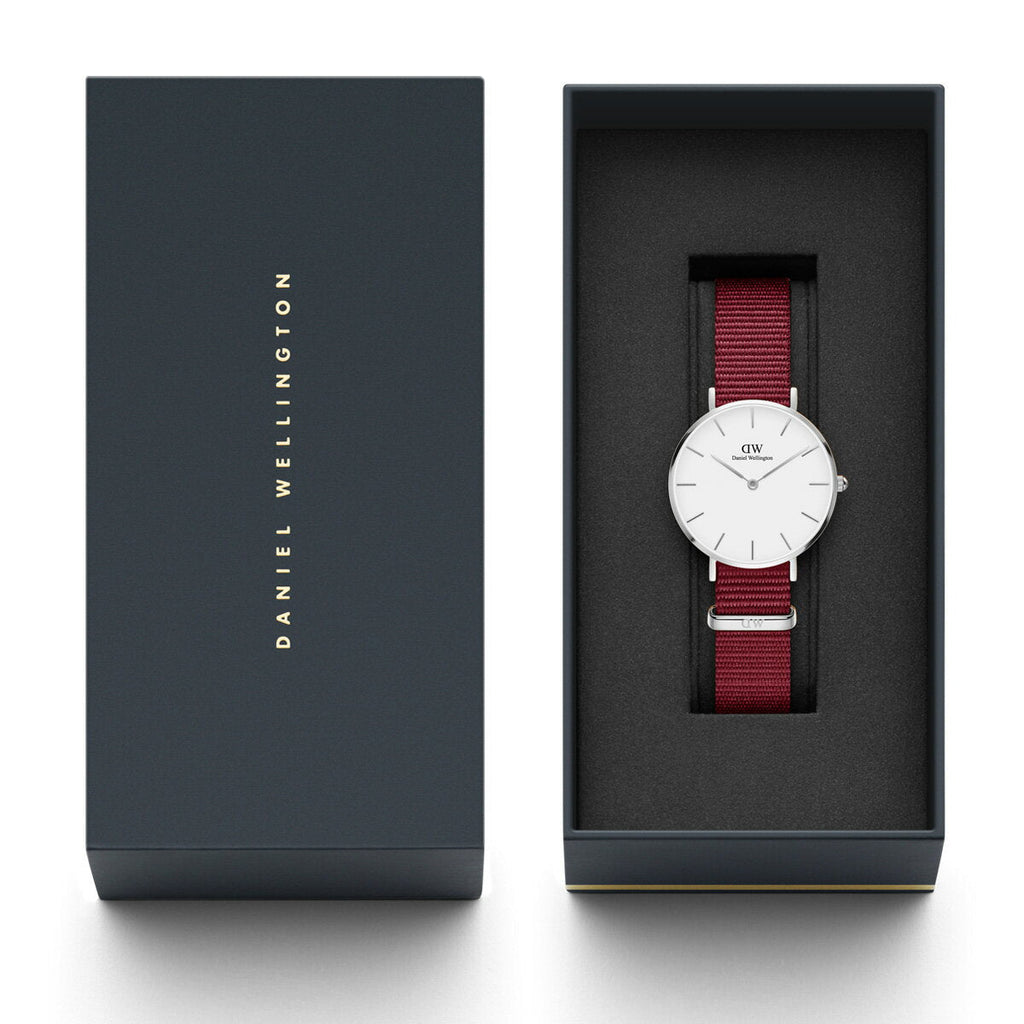 Daniel Wellington Roselyn 3A Petite White Dial Ruby Red NATO Strap Watch For Women - DW00100292 Buy Now By Daniel Wellington
