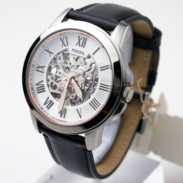 Fossil Grant Automatic Skeleton White Dial Black Leather Strap Watch for Men - ME3101 Buy Now By Fossil